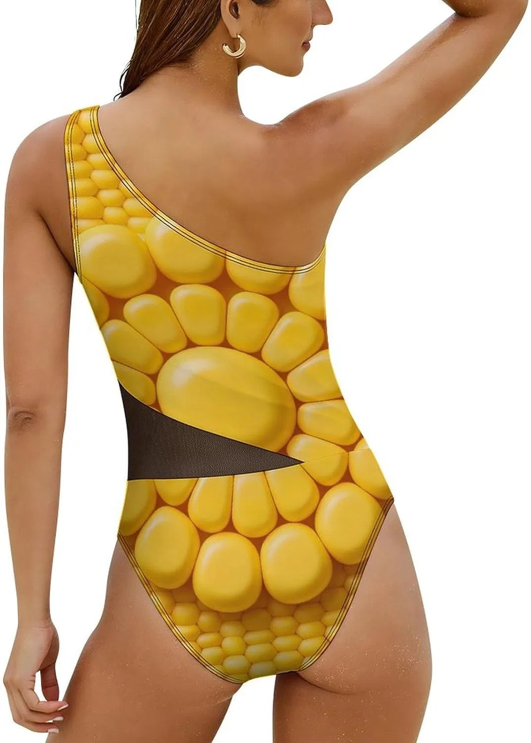 Женский цельнокроеный купальник с открытым плечом Corn Cob Yellow, Style1 — фото 4