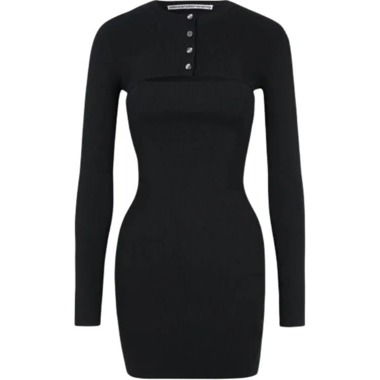 Платье с длинным рукавом Alexander Wang, Black