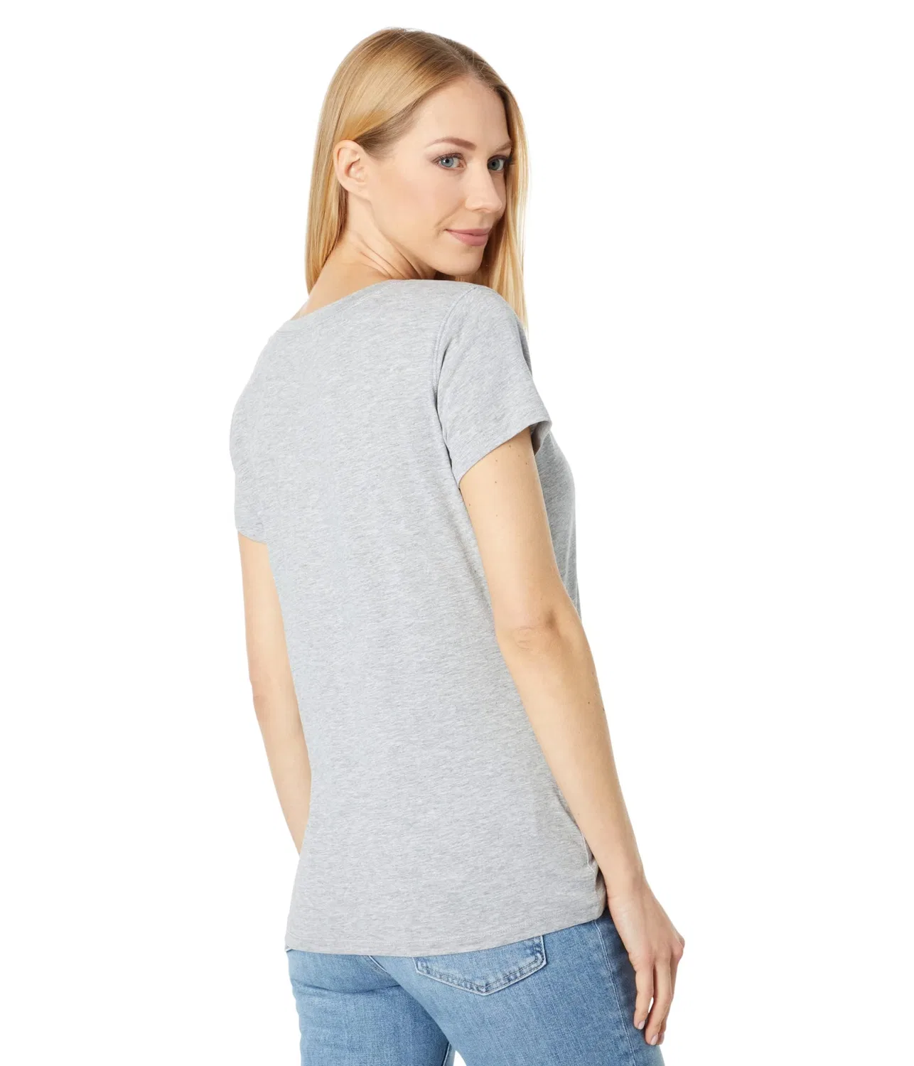 Женская футболка с коротким рукавом и V-образным вырезом U.S. POLO ASSN., Grey Mélange — фото 2