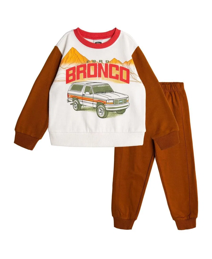 Комплект из свитшота и джоггеров с принтом Ford Bronco Ford Motor Company, Cream And Brown