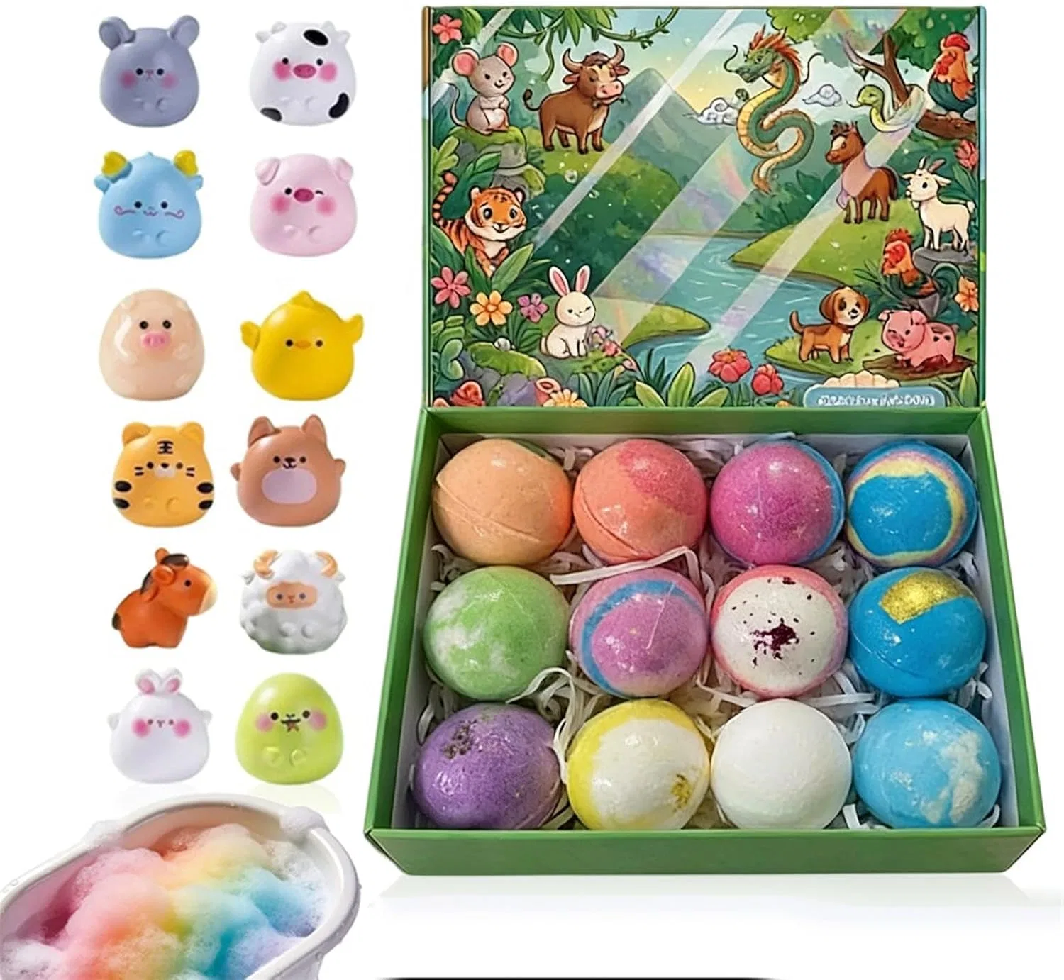 Пена для ванны, 12 шт, Duftkugel, с игрушками-животными, мультиколор Generic