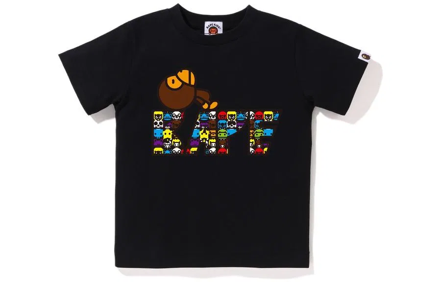 Детская футболка с круглым вырезом A BATHING APE, Black Bkx