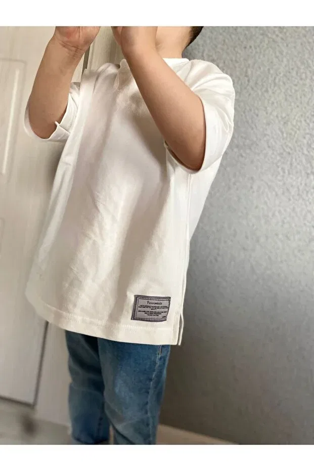 Детская футболка оверсайз с принтом Favorimkids, White — фото 3