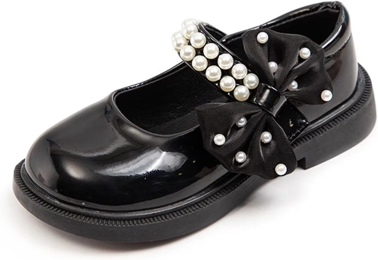 Детские туфли для девочек с бантом TangDao, Black