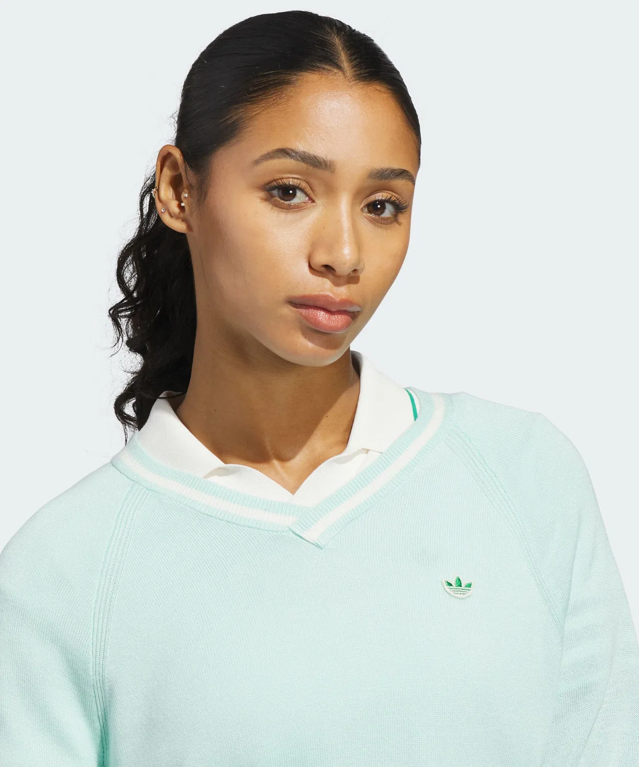 Женский свитер с V-образным вырезом Original Cashmere Adidas, Green — фото 4