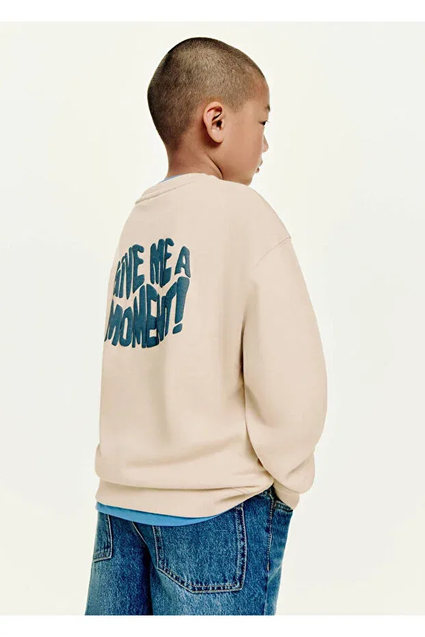 Детские свитшот для мальчиков с принтом Mango Kids, Sand Beige
