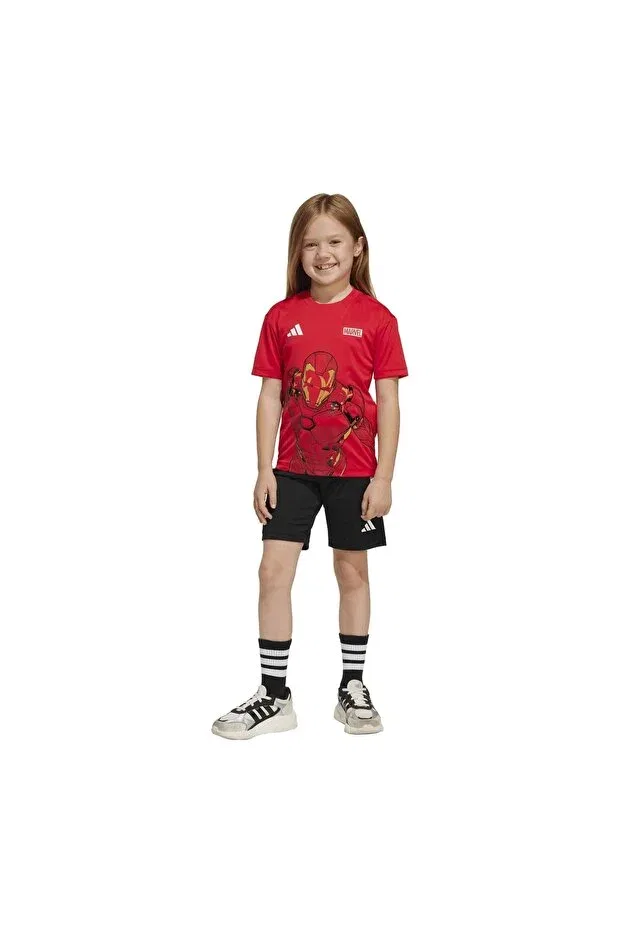 Детский спортивный комплект для девочек с принтом Marvel Iron Man Family Tracksuit Set Adidas, Red — фото 2