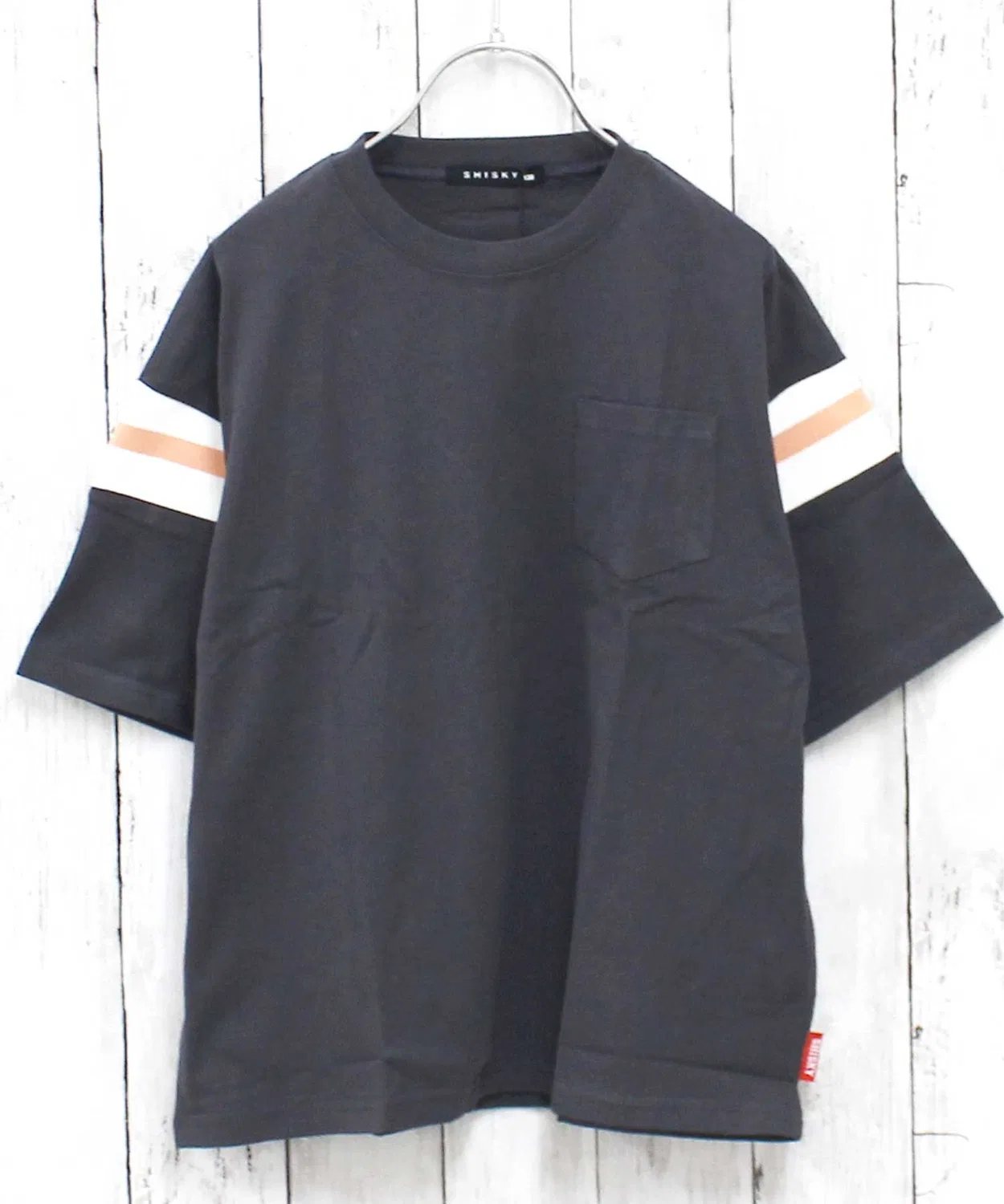 Детская футболка с длинным рукавомBig Silhouette Sleeve Rib Line Pocket 5分袖 T-Shirt SHISKY, Charcoal — фото 2
