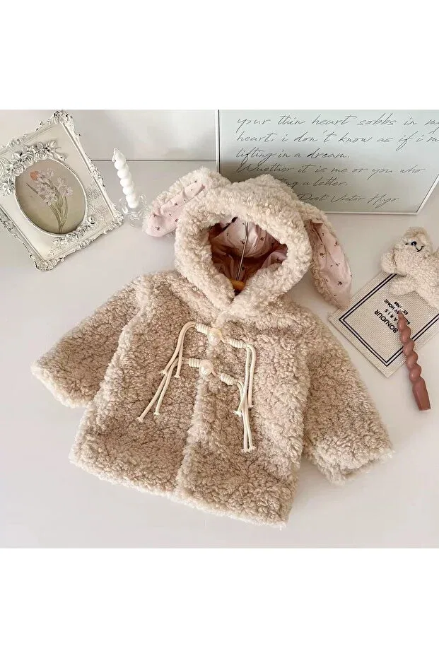 Детское зимнее пальто из плюша с капюшоном Basics Melisam.Msg, Beige