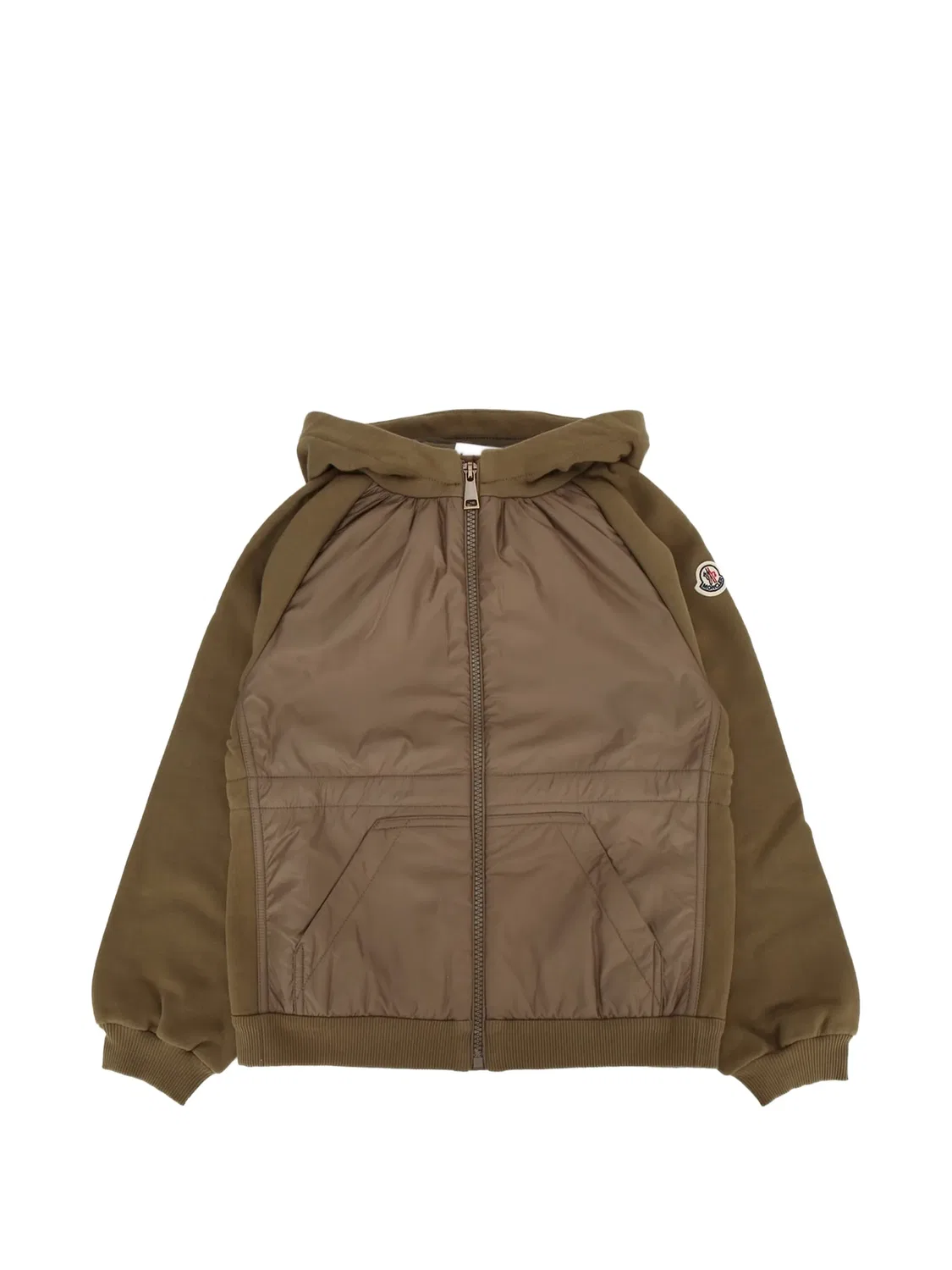 Худи на молнии с логотипом Moncler Enfant, зеленый