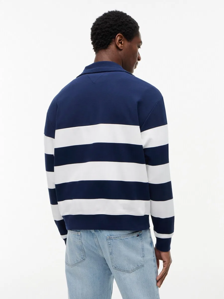 Толстовка TOMMY HILFIGER «Stripe Quarter-zip» темно-синего цвета — фото 4
