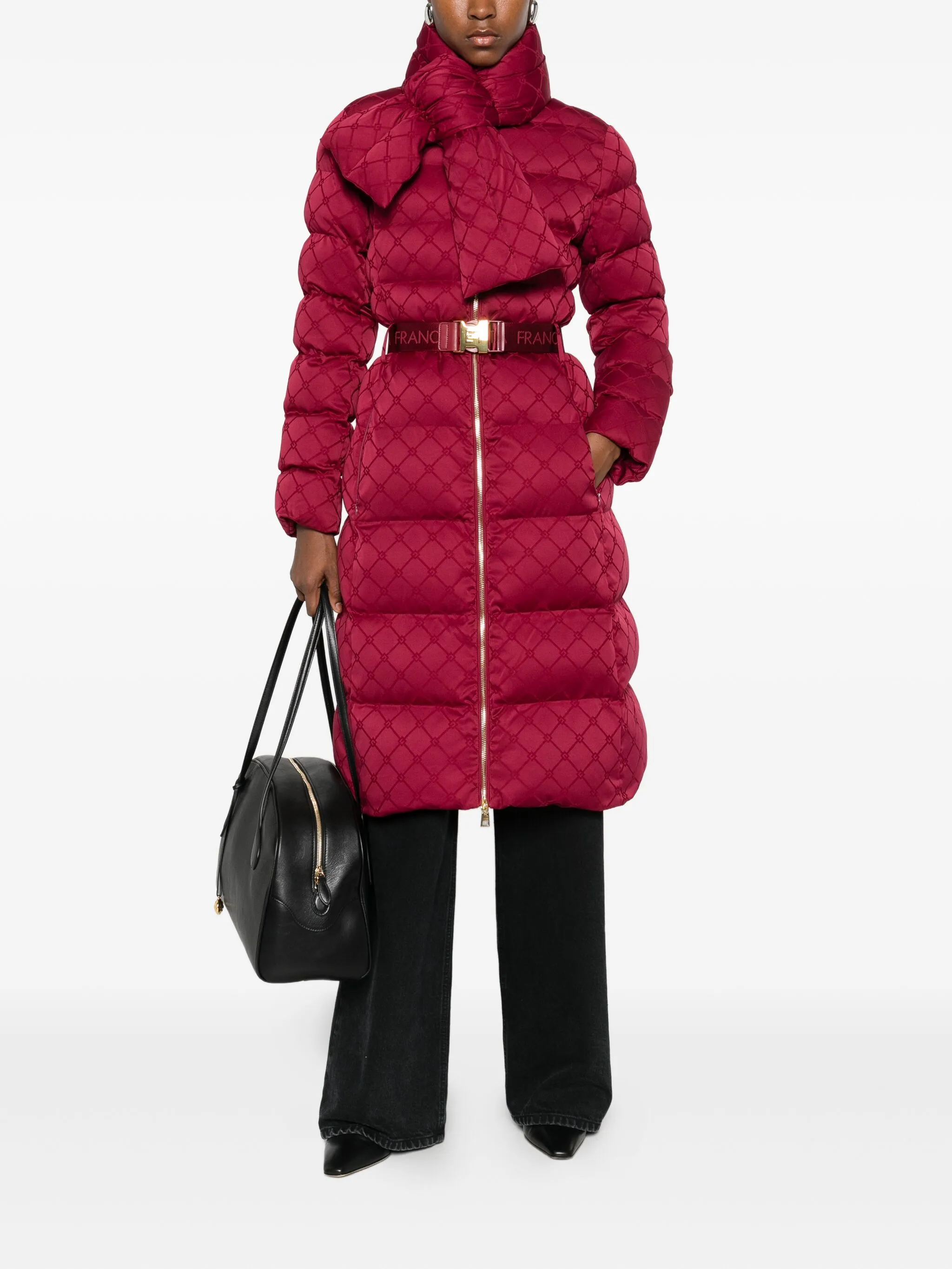 

Дутая парка с поясом Elisabetta Franchi, красный