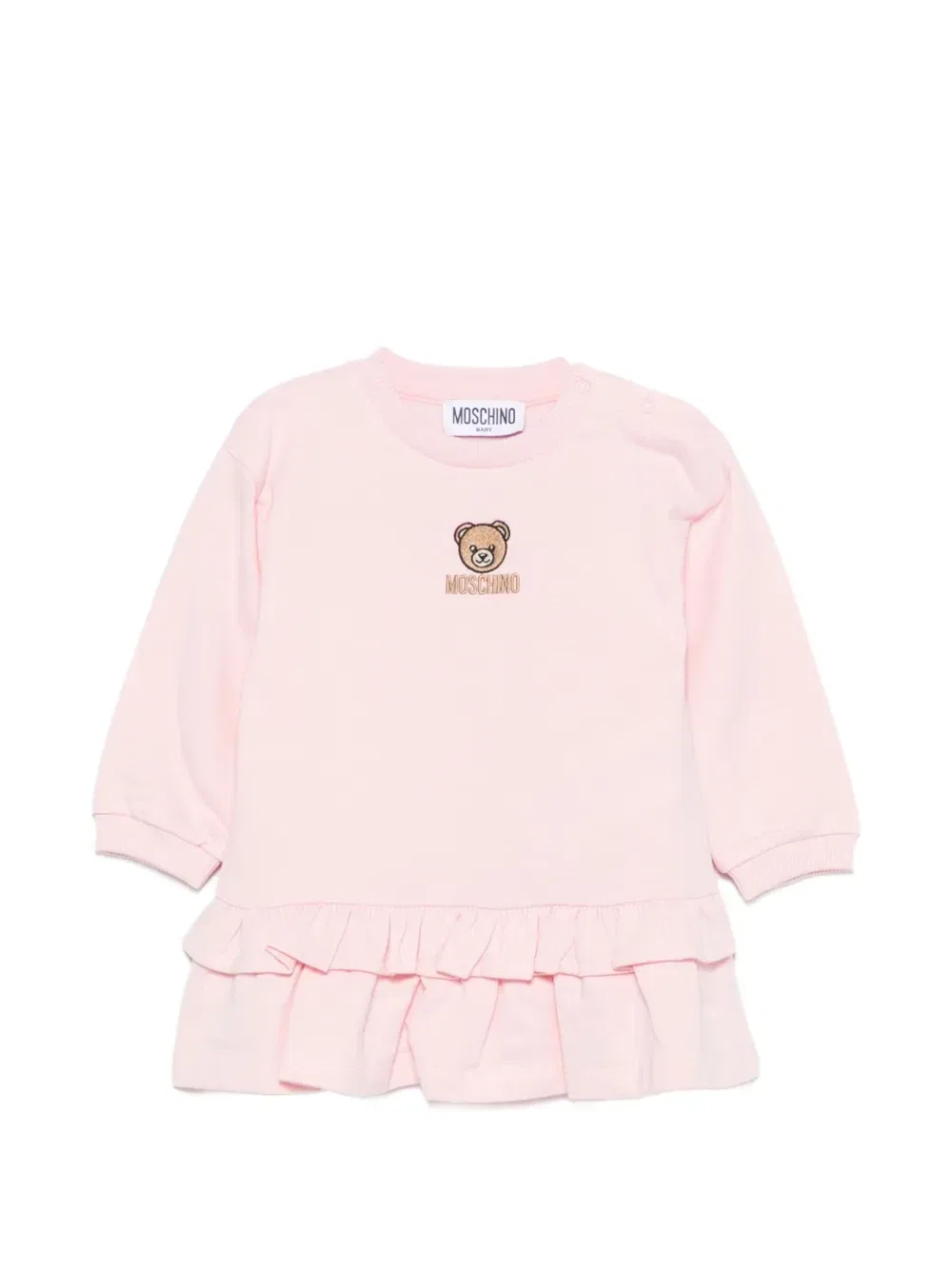 Платье с воланами и принтом Тедди Moschino Kids, розовый