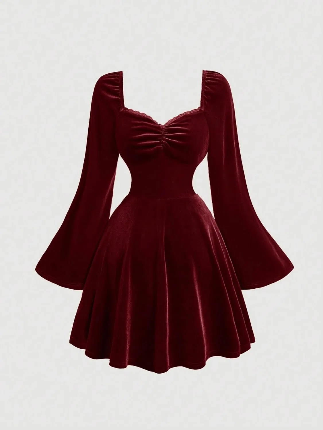 Женское повседневное платье A-силуэта с защипами, Burgundy — фото 3