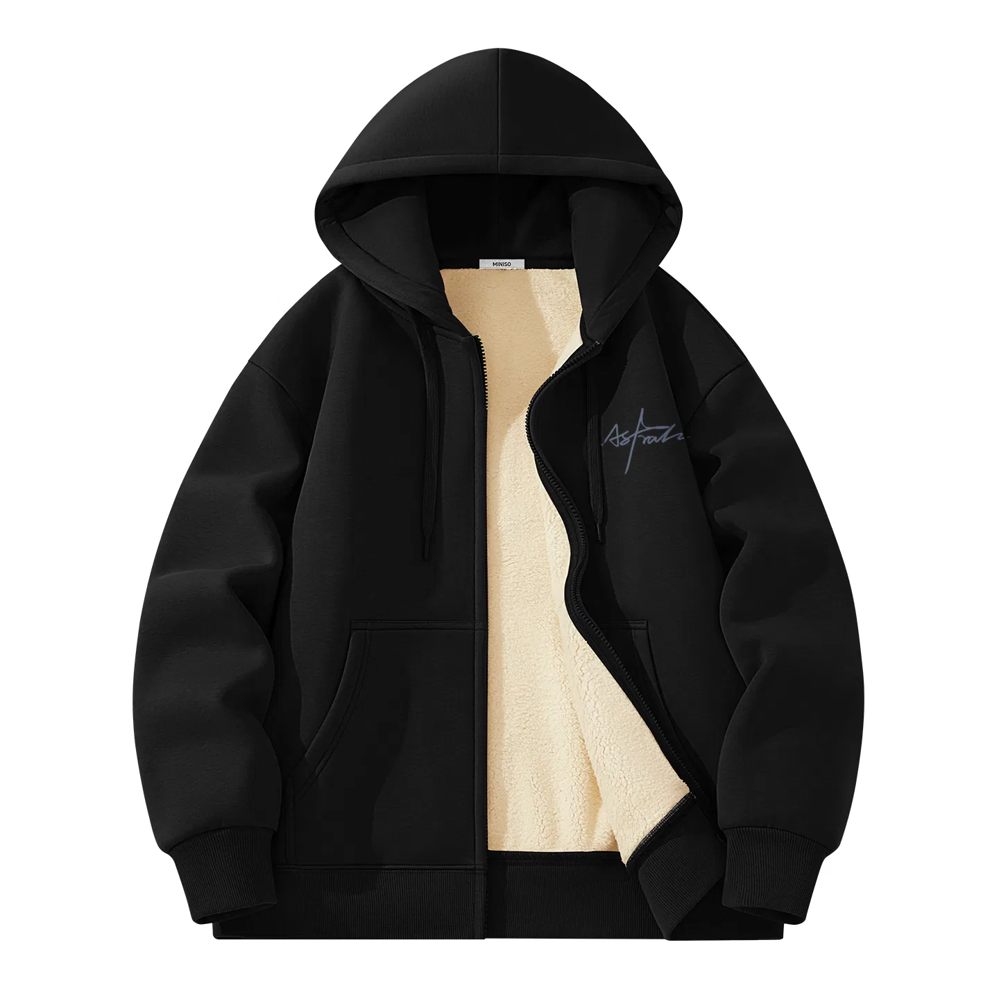 Детский свитшот с логотипом Thermal Sherpa Black (Pen End Light Shadow Chest Logo) MINISO, Thermal Sherpa Black (Pen End Light Shadow Chest Logo)