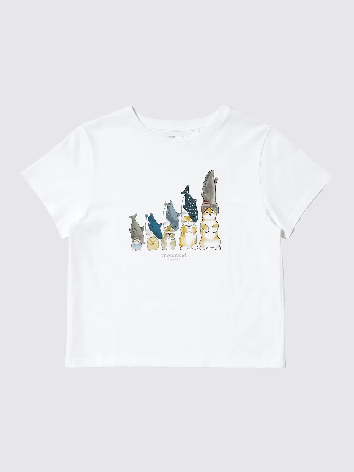 Футболка Uniqlo Mofusand ut/short, базовая, белый