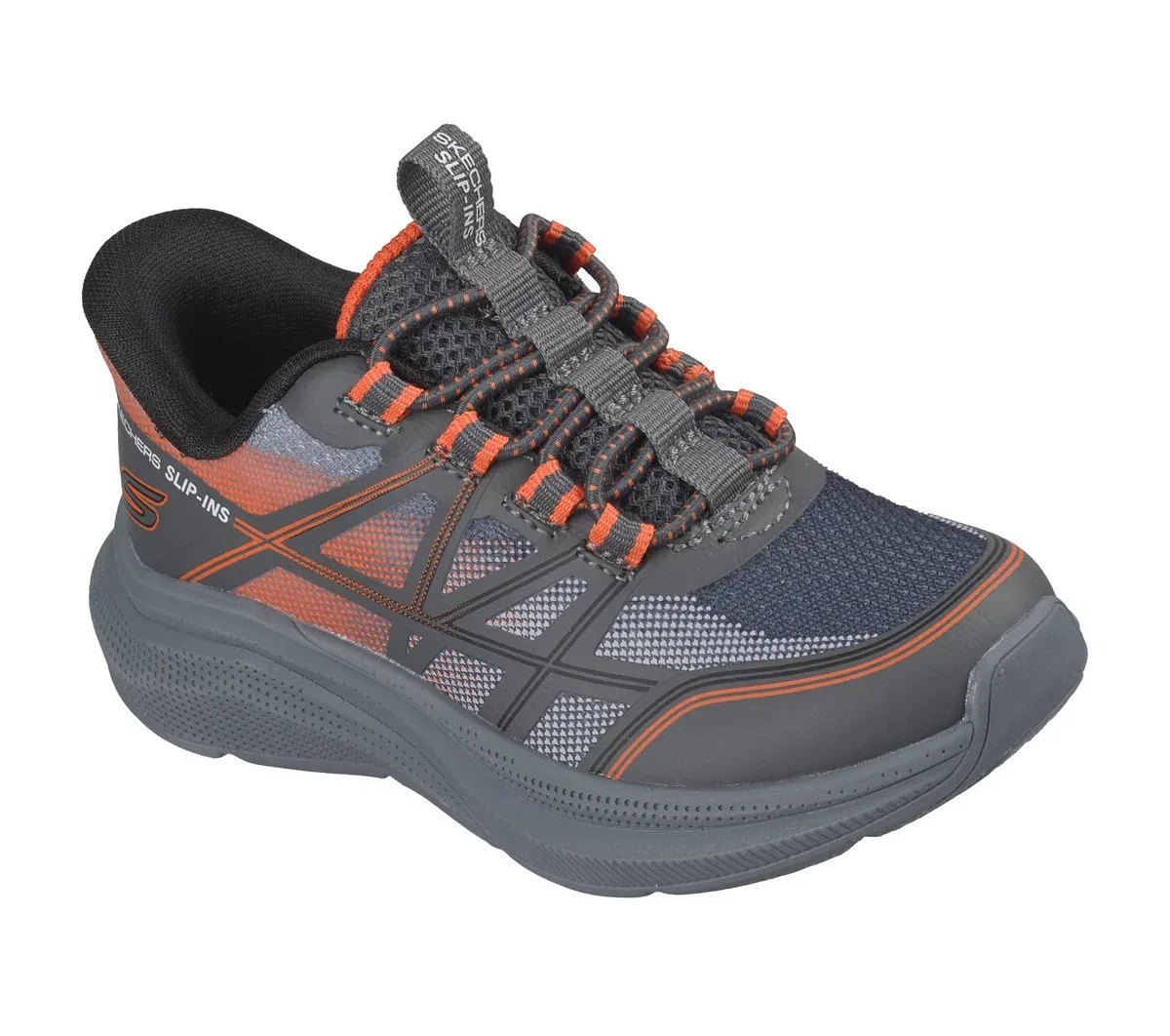 Детские слипоны Microspec Velocity - Grid-Shift Skechers, угольный/оранжевый — фото 4