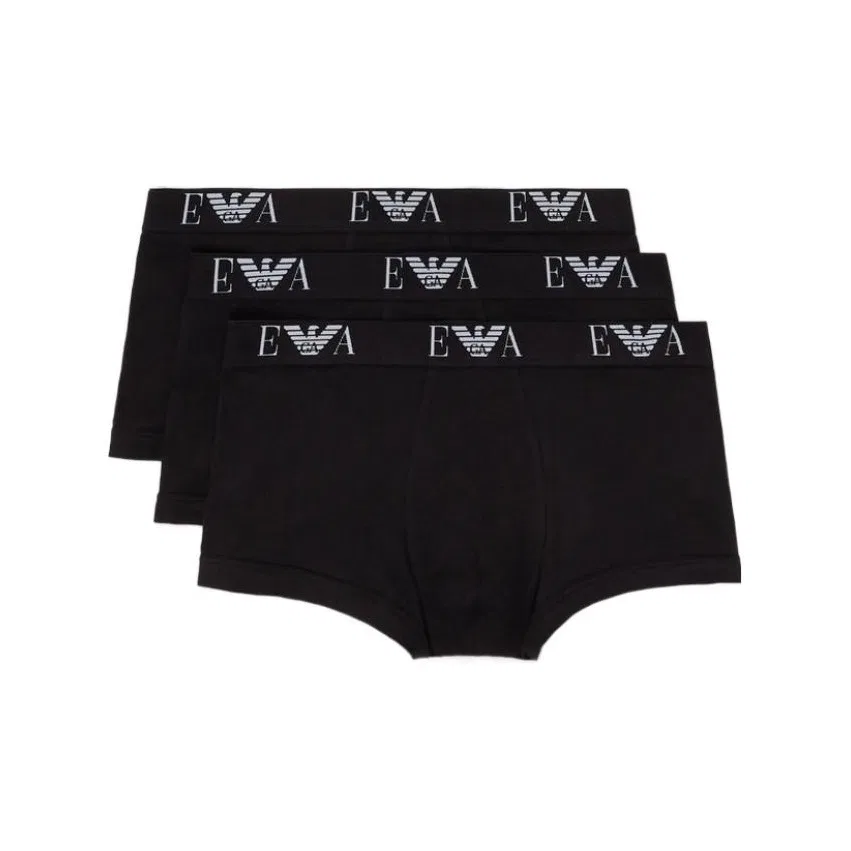 Мужские боксеры с логотипом Monogram, комплект из 3 шт, EMPORIO ARMANI, Black