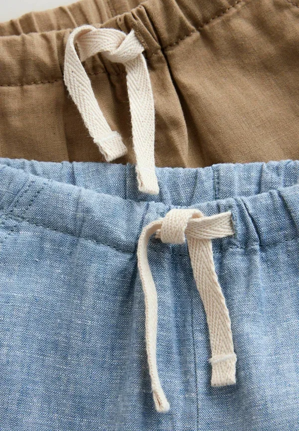 Брюки из льна с хлопком Regular fit - pull on 2 pack Next, синий/коричневый — фото 2