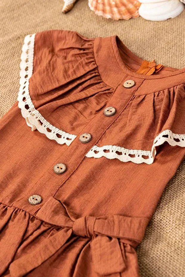 Детское платье для девочек с оборками Lumo Bella Kids, Orange — фото 3