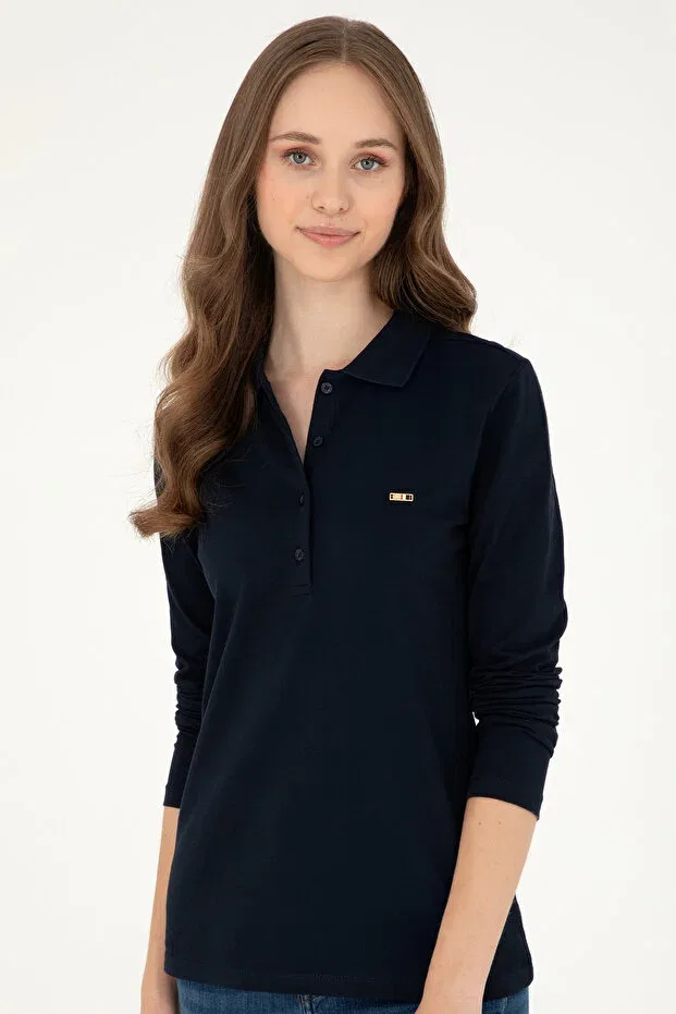 Женские свитшот с поло-воротником U.S. Polo Assn., Navy Blue — фото 3
