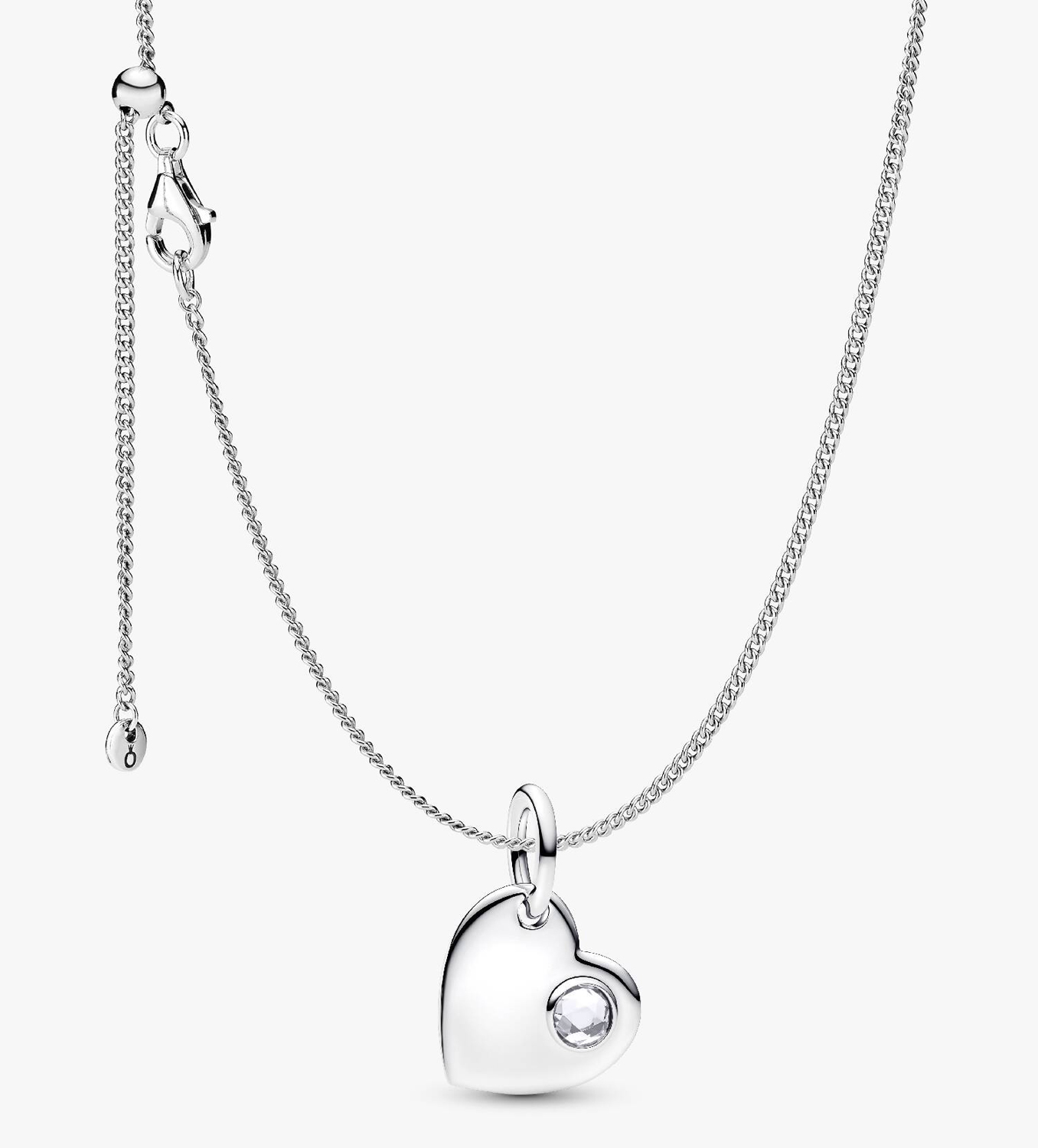 

Ожерелье с подвеской Pandora April Birthstone Heart, серебро
