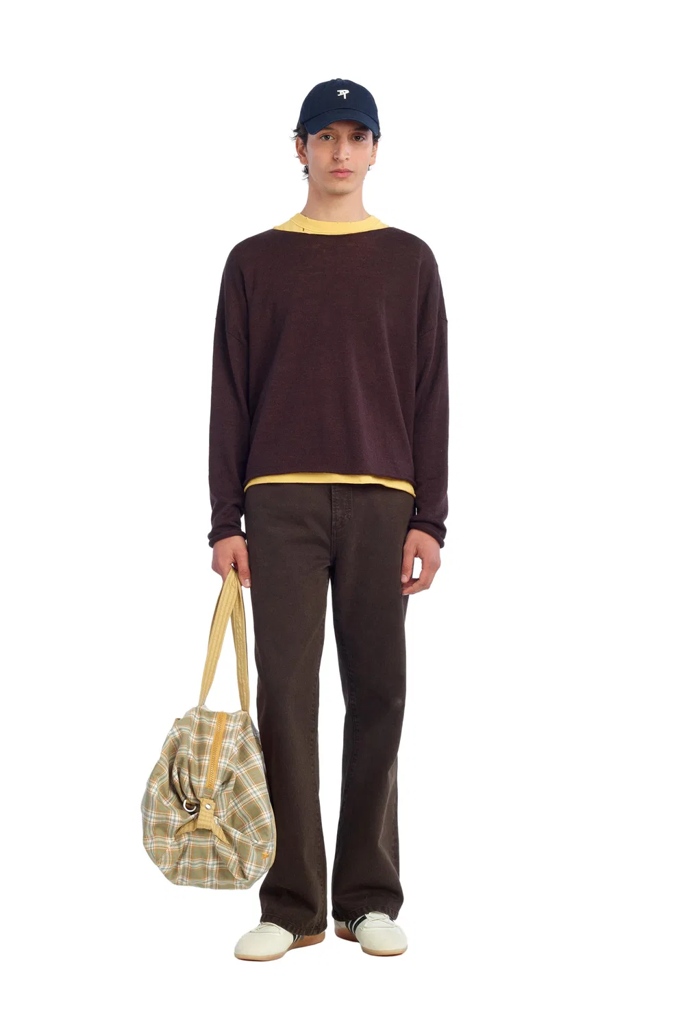 Укороченный свитер из льна и шерсти ZARA, Brown