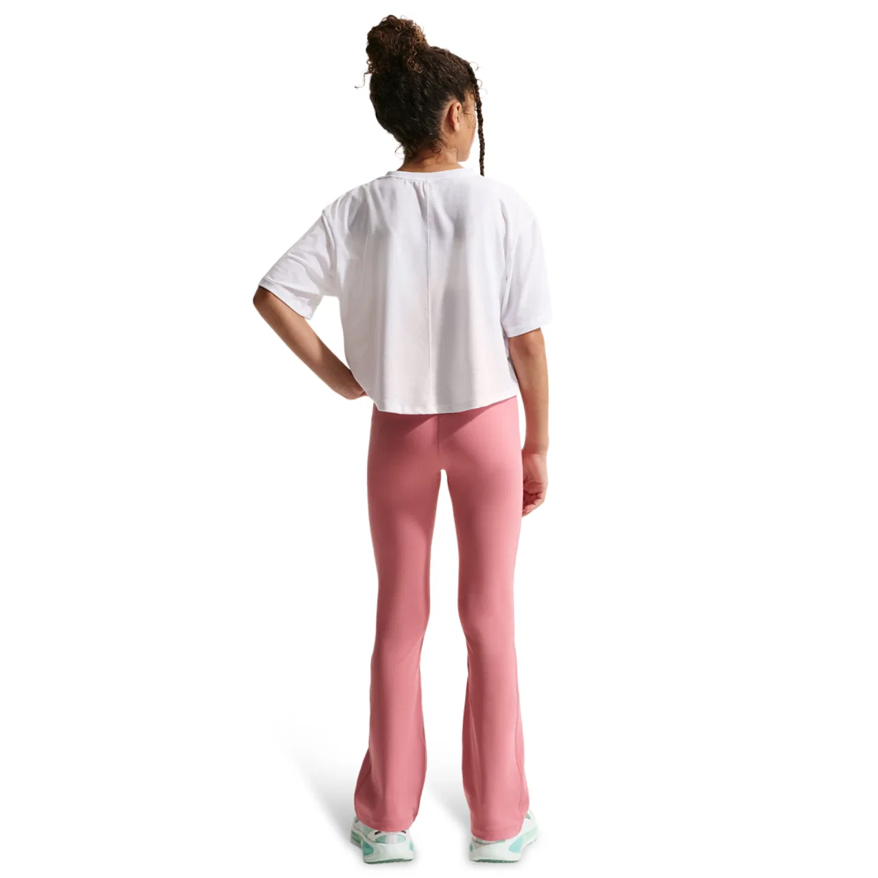 Леггинсы для девочек Dri-FIT One Tight Flare Nike, цвет White/Peony — фото 4