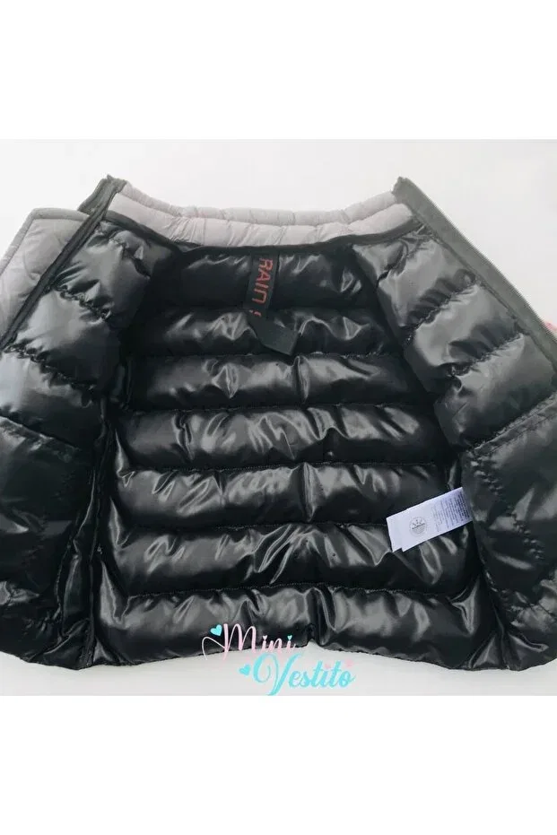 Детский зимнее пуховик для девочек с длинным рукавом Roberto fiber Minivestito, Gray — фото 2