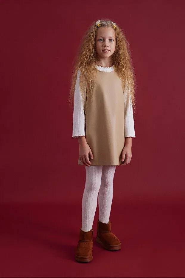 Детское платье для девочек с длинным рукавом Luess, Beige