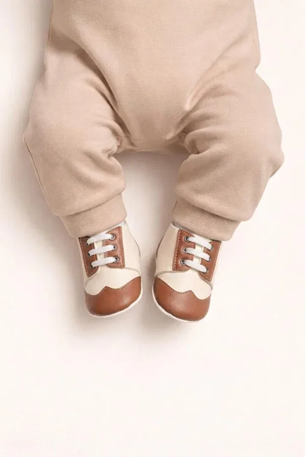 Детские туфли для мальчиков кожаные Minissa Baby Kids, Brown White