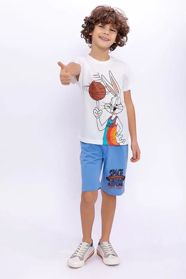 Детские шорты для мальчиков хлопковые Bugs Bunny Licensed Space Jam Cream Boys Bermuda Suit Lola & Bugs Bunny, Nude Color — фото 2