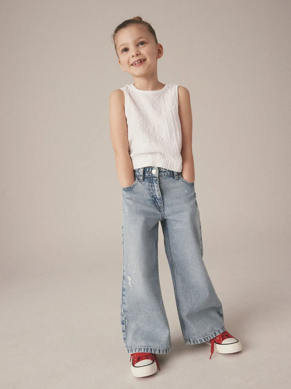 Джинсы широкие Light Blue Wide Leg Jeans Next, светло-голубой