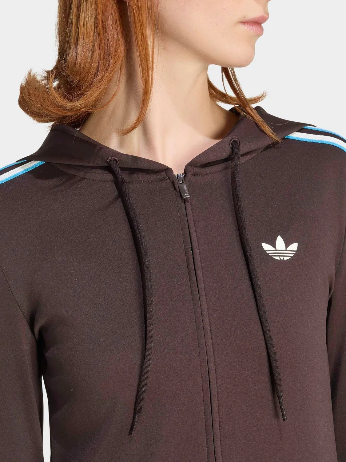 Худи с капюшоном, три полоски, adidas Originals, коричневый — фото 4