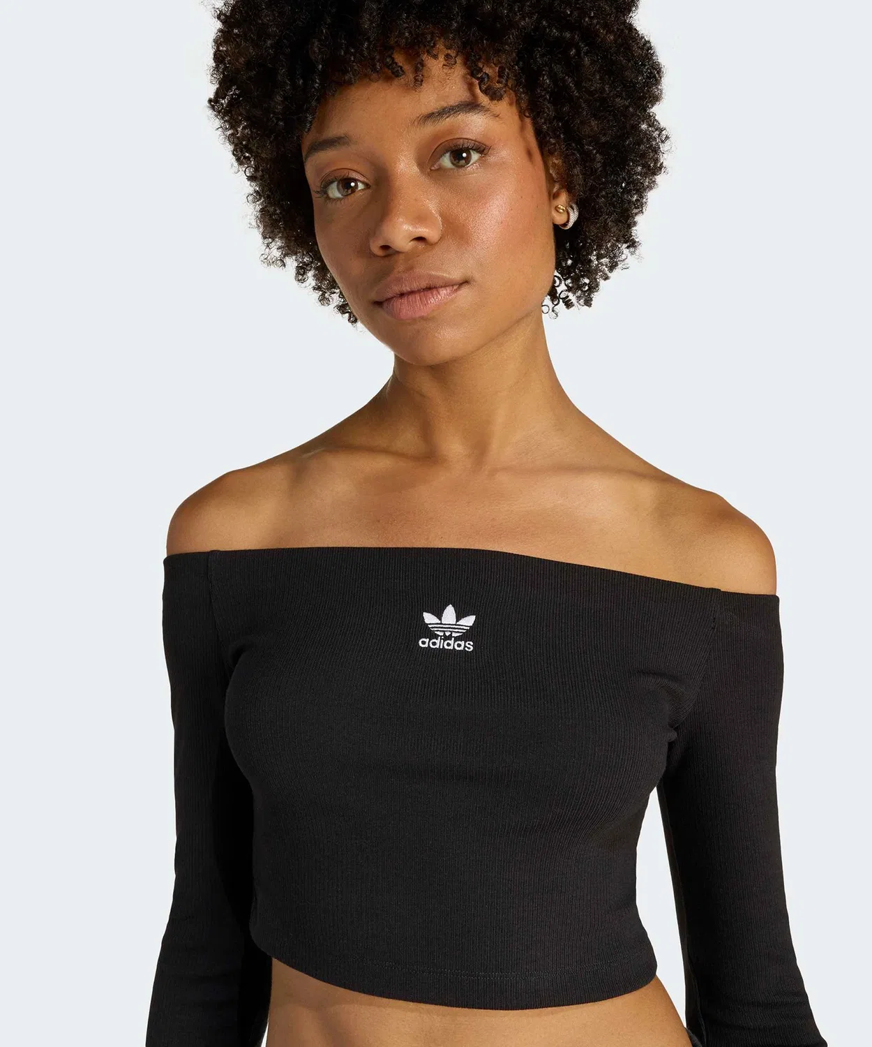 Женский лонгслив с открытыми плечами Adidas Originals Essentials Rib, Black — фото 4