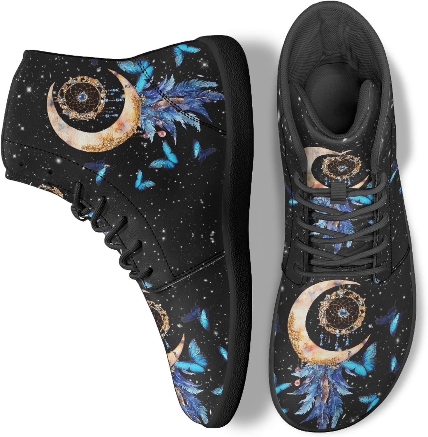 

Стильные высокие кроссовки из PU-кожи с принтом для мужчин и женщин, босоногого типа Arleeorkee, Dream Catcher Butterfly