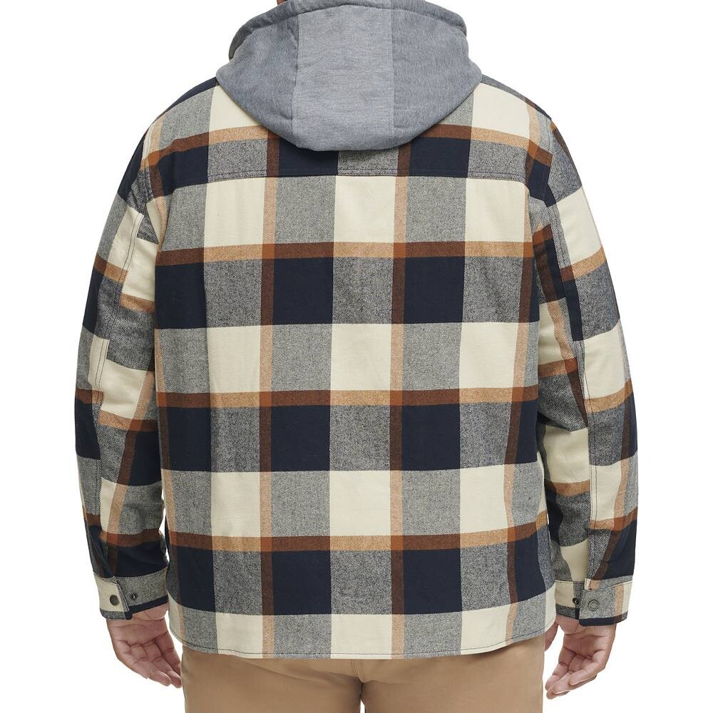 

Куртка-рубашка Big & Tall Levi's с капюшоном и подкладкой из шерпы в клетку, цвет Gray Navy Plaid