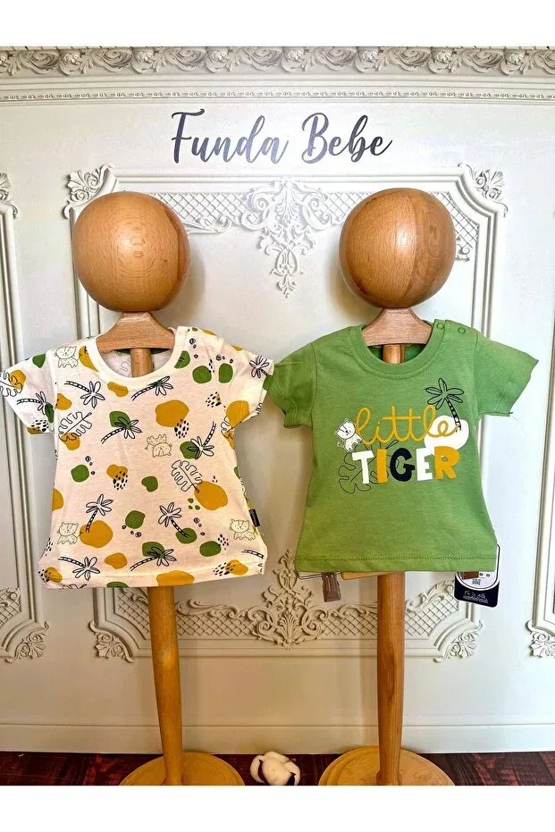Детская футболка для мальчиков хлопковая Little tiger 2 in one cotton combed t-shirt Funda Bebe, Green