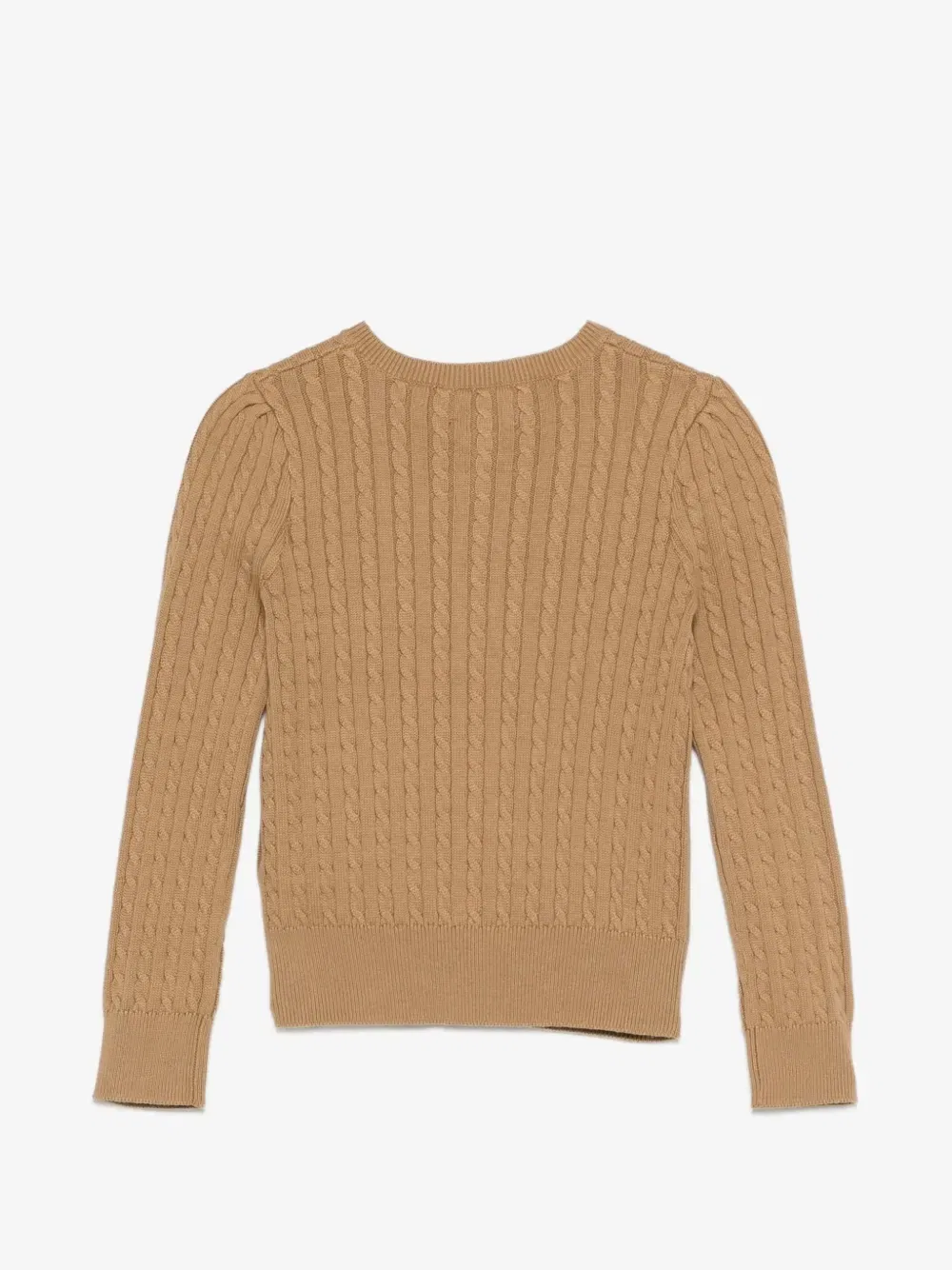 Вязаный кардиган Polo Bear с косами POLO RALPH LAUREN KIDS, коричневый — фото 2