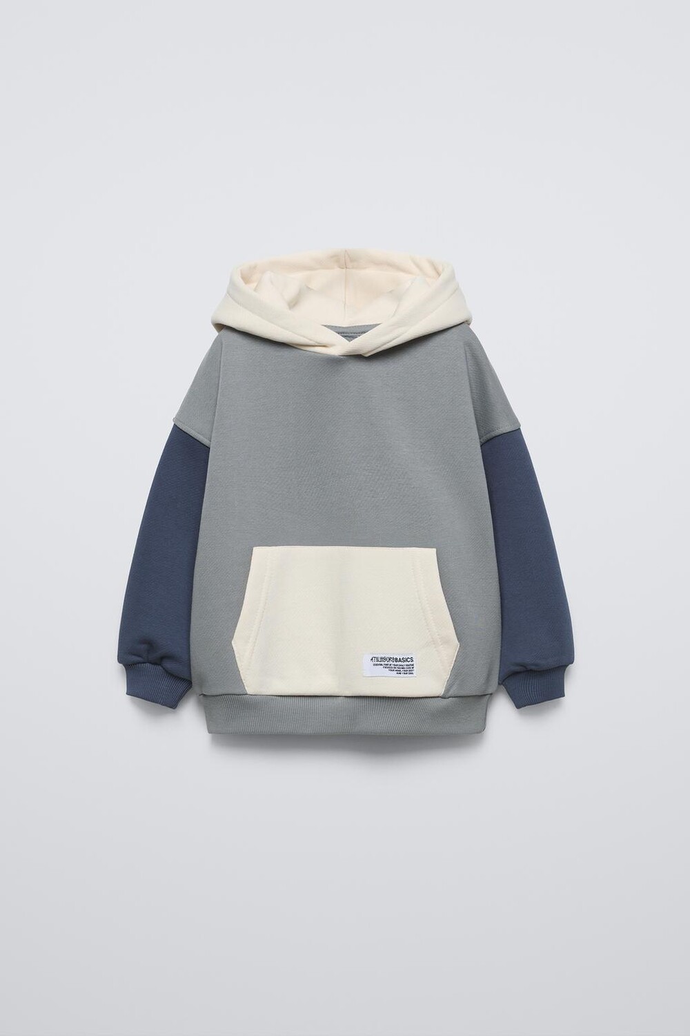 

Толстовка с капюшоном в стиле «цветной блок» ZARA, экрю/синий
