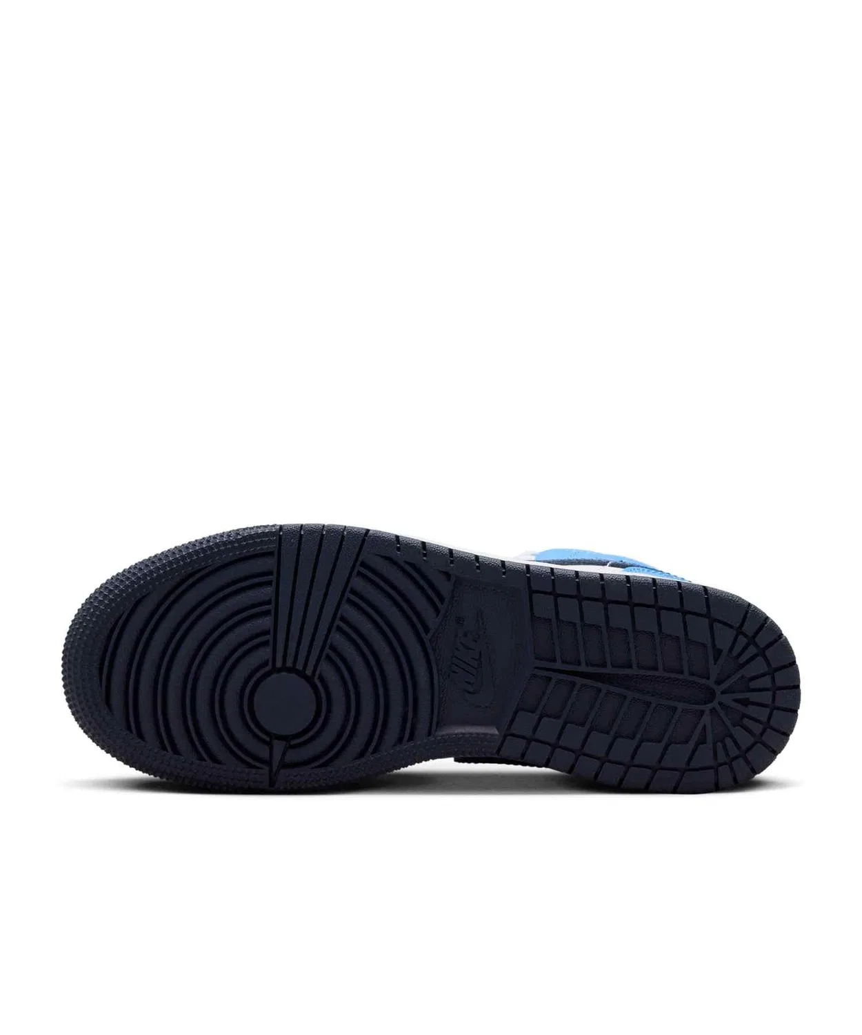 Детские кроссовки с высоким берцем Air Jordan 1 Mid JORDAN BRAND, University Blue/White/Sail/Midnight Navy — фото 2