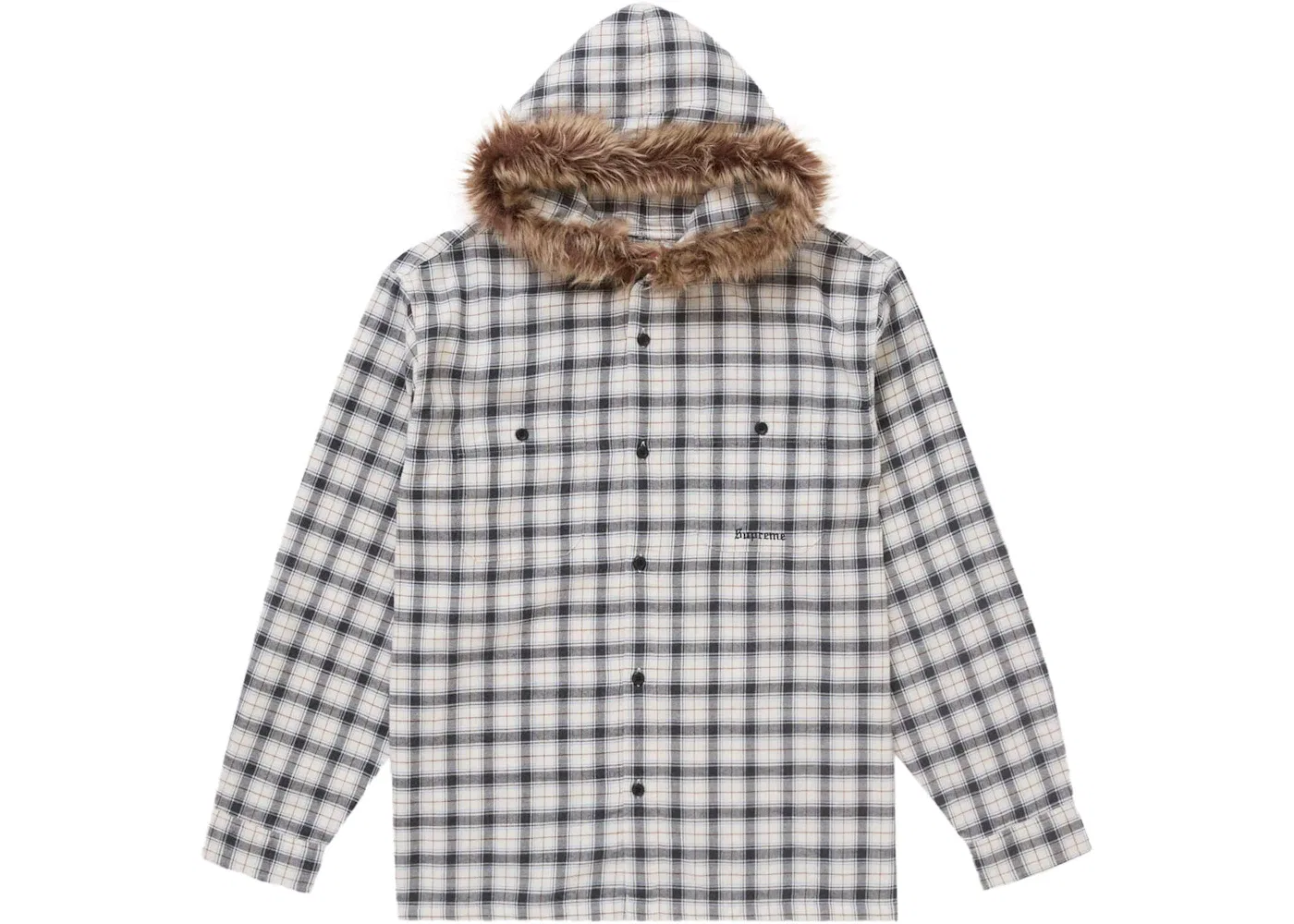 Мужская куртка с рубашечным воротником, с принтом Supreme, White Plaid
