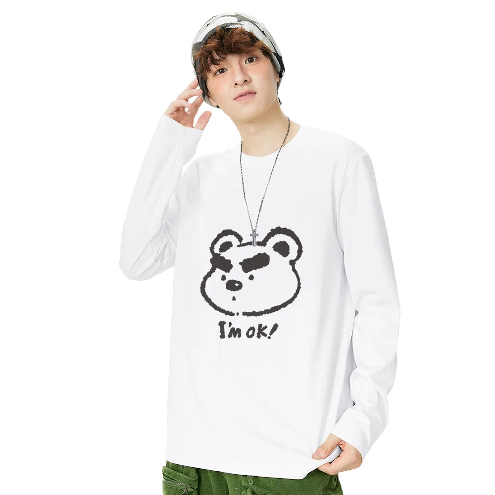 Футболка детская с принтом Thick Brow Bear MINISO, Черный — фото 4