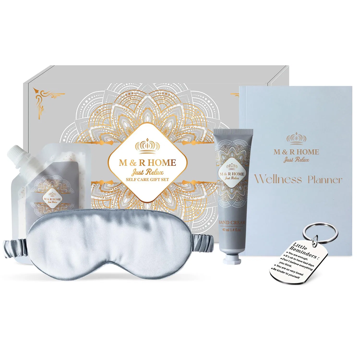Набор для ухода за собой 5-предметный M & R HOME JUST RELAX Wellness Journal Gift Set, 390 г, Лаванда — фото 2