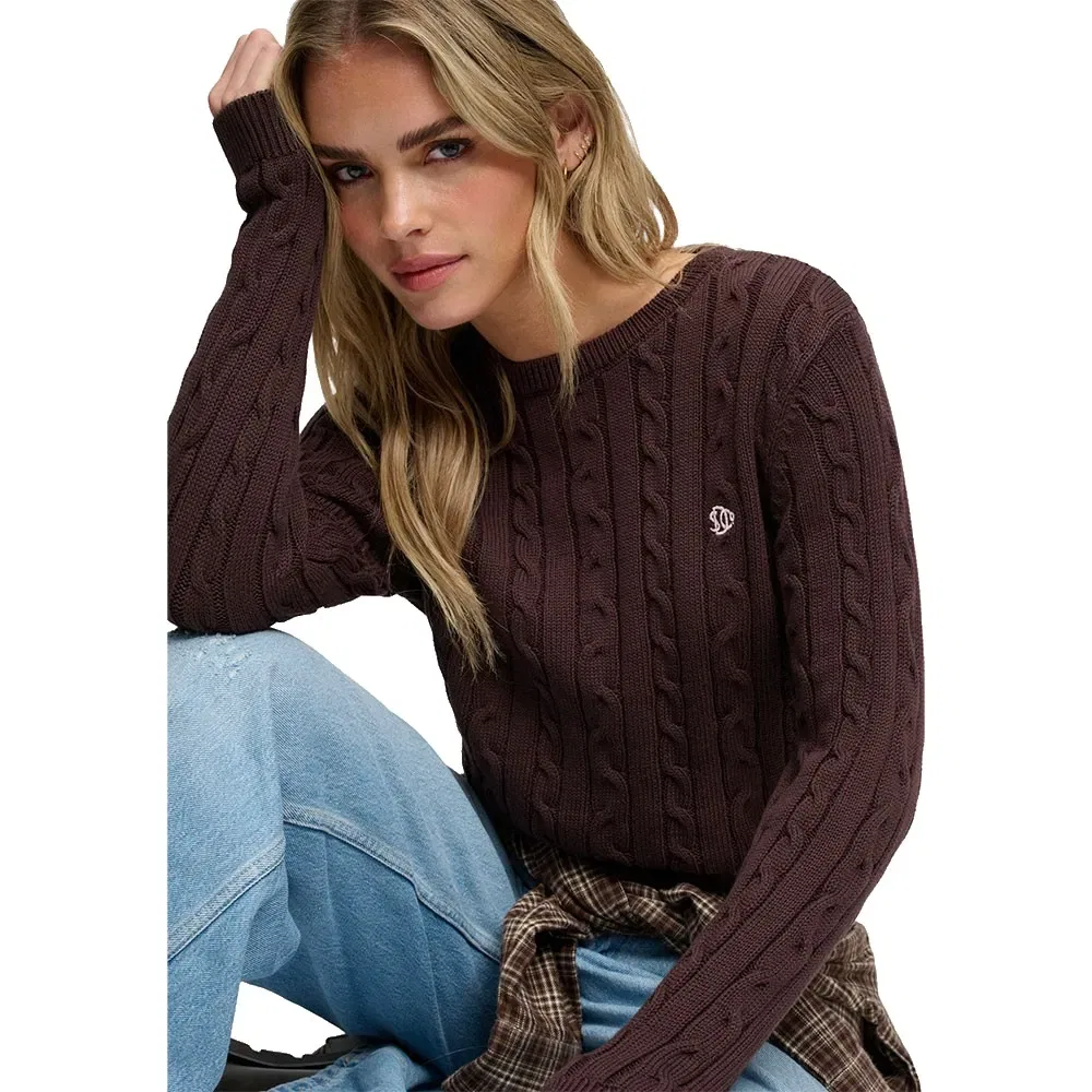 Женский свитер с косами Essentials Cable Knit Jumper Superdry, Brown — фото 4