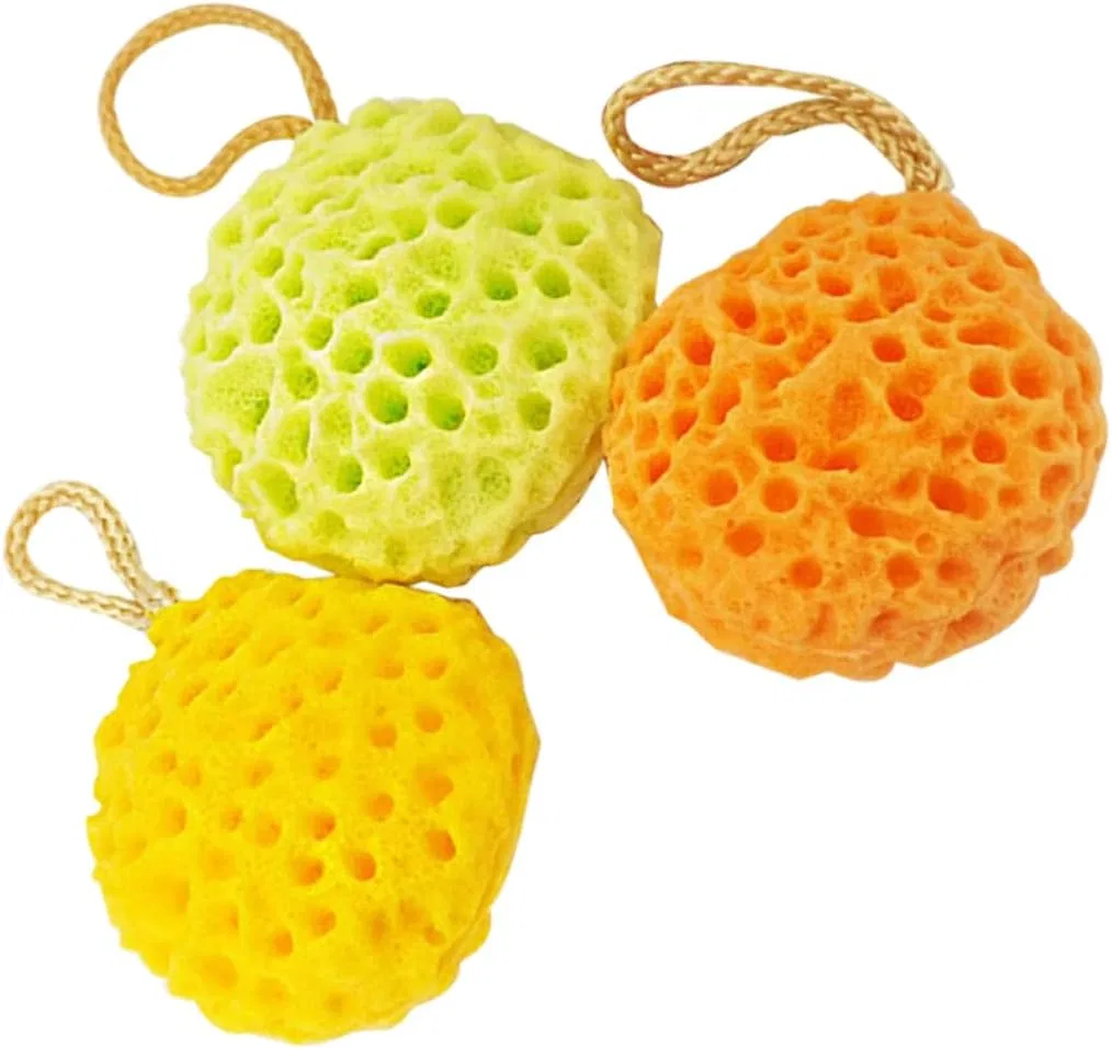 Мочалка для душа Honeycomb Bath Ball, 6 шт, желтый+зеленый+оранжевый Doitool — фото 4