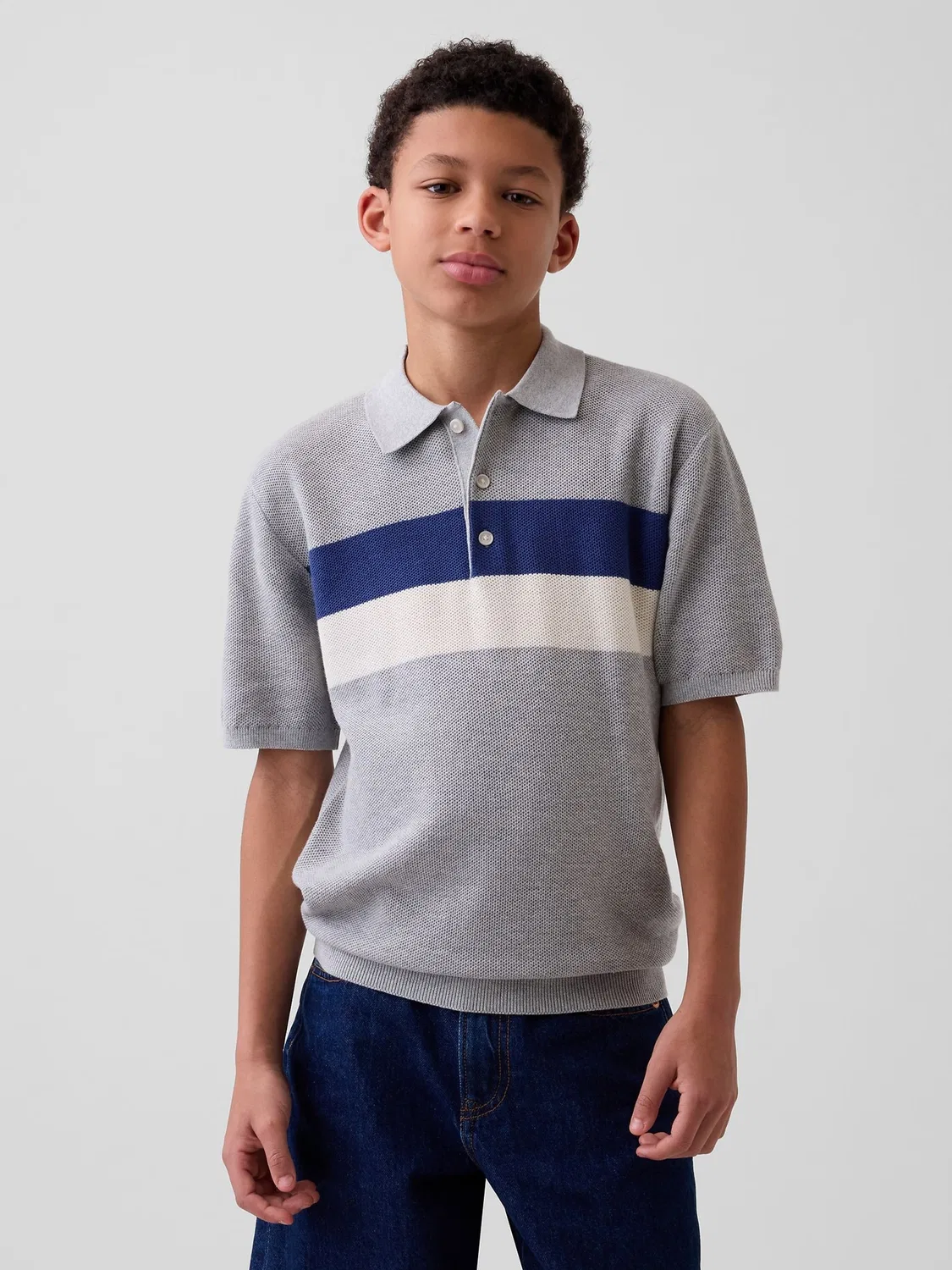 Поло Gap Relaxed Stripe, серый