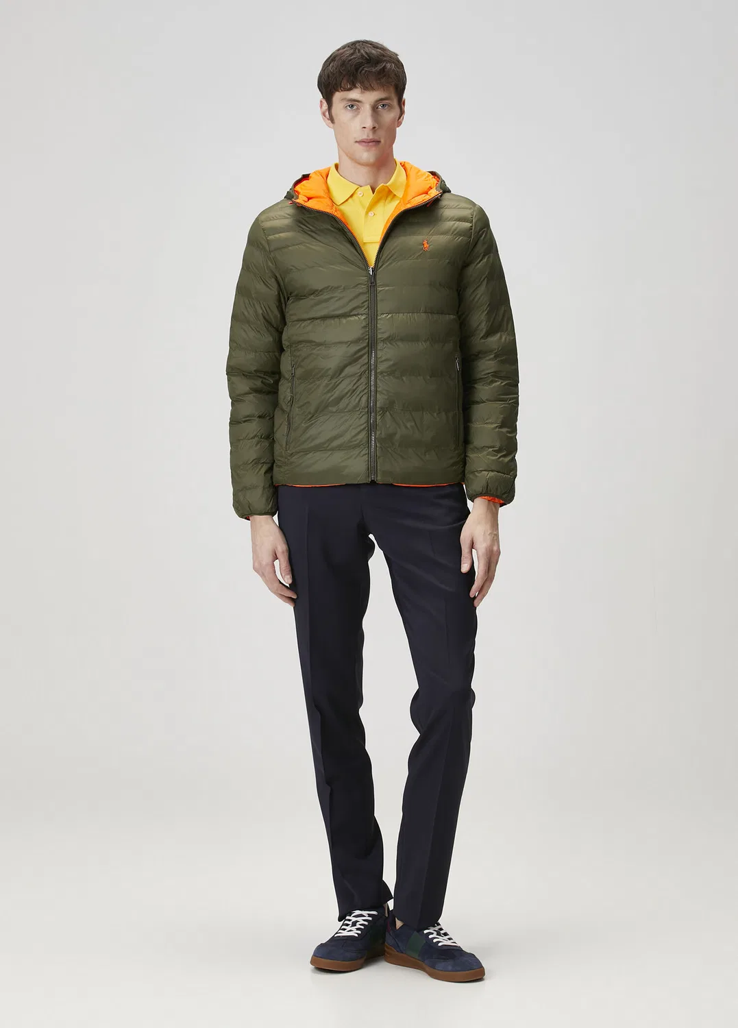 Пуховик двусторонний с капюшоном Polo Ralph Lauren, multi orange — фото 3