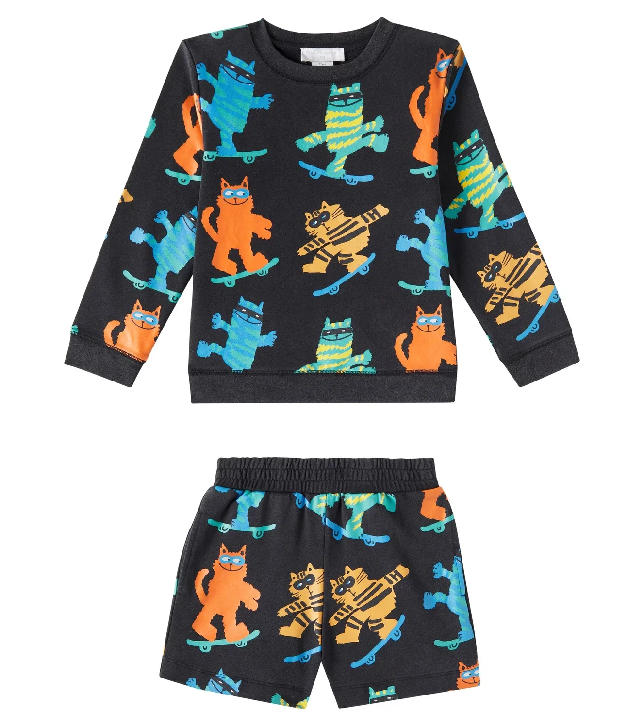 Комплект из свитшота и шорт из флиса на основе хлопка Stella Mccartney Kids, черный