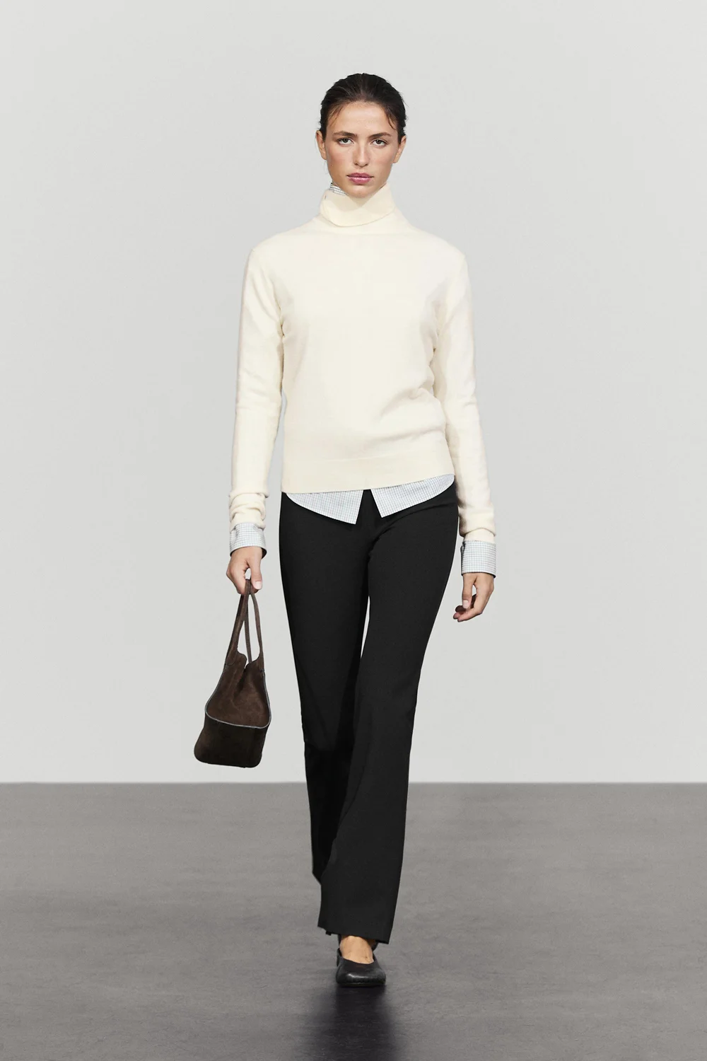 Свитер-водолазка Massimo Dutti Wool Blend Knit, кремовый